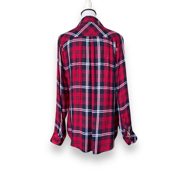 Rails Hunter Plaid Flannel Shirt S/M Cherry Red Navy White Button Long Sleeve - Picture 7 of 13